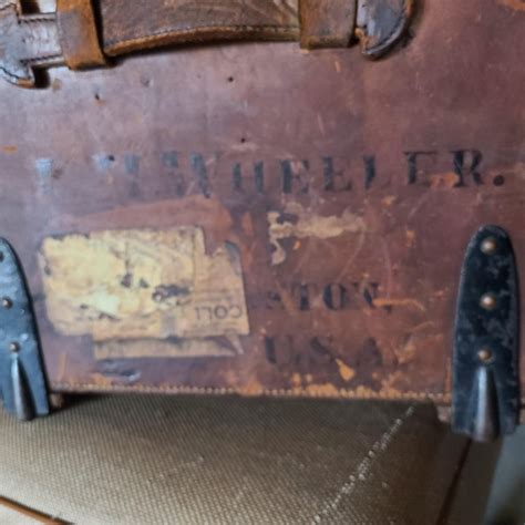 Boston Civil War Era Leather Brass Travel Trunk For Sale At 1stdibs