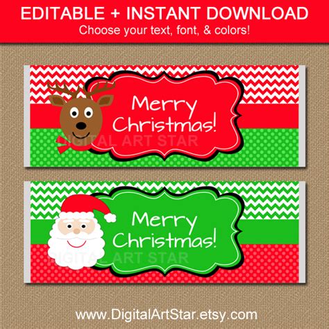 Christmas candy bar wrapper, winter sprig chocolate wrapper, 1.55 oz candy bar wrapper, holiday candy wrapper, printable hershey bar wrapper cutieparty 4.5 out of 5 stars (1,009) Digital Art Star: Printable Party Decor: Large Christmas ...