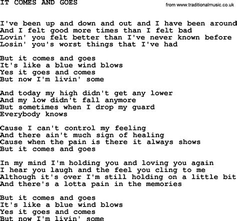 Johnny Cash Song It Comes And Goes Lyrics