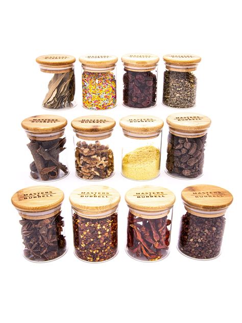 Herbs And Spices Glass Food Storage Jars With Bamboo Airtight Etsy Uk