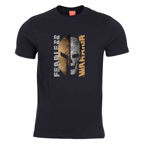 T Shirt Ageron Fearless Warrior Warrior Pentagon Black Black Military