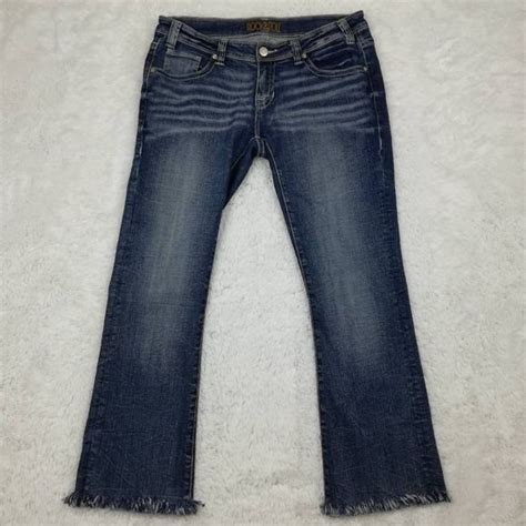Rock And Roll Cowgirl Jeans Rock Roll Cowgirl Womens Rival Boot Cut Jeans Blue Stretch Frayed