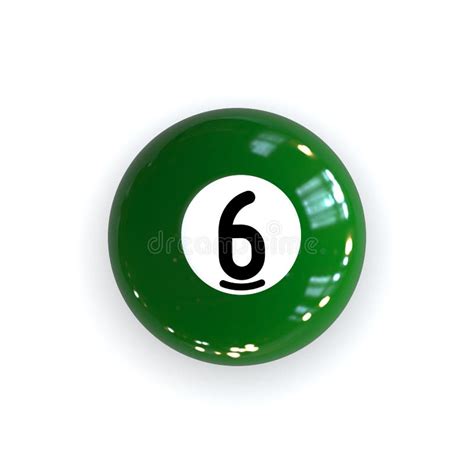 Top View Solid Green Pool Billiard Ball Number Six 6 Isolated On White