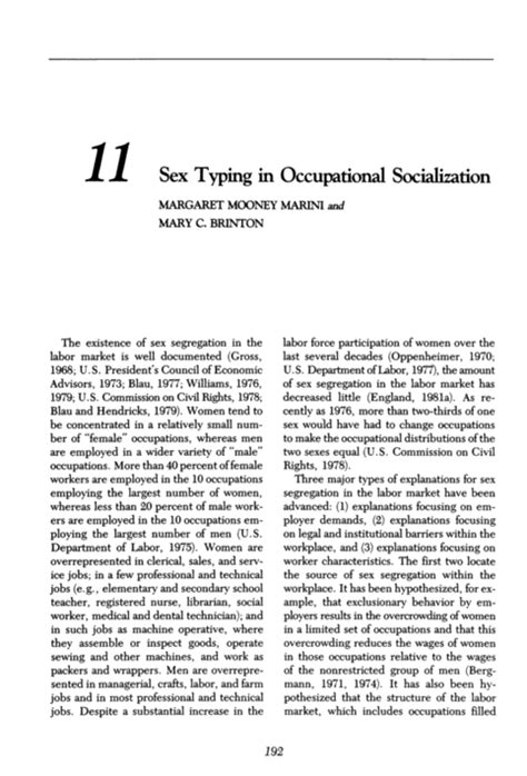 11 Sex Typing In Occupational Socialization Sex Segregation In The