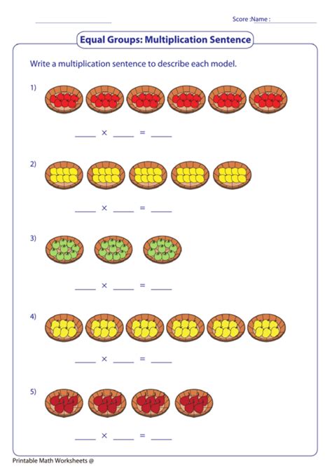 Multiplication With Equal Groups Worksheets