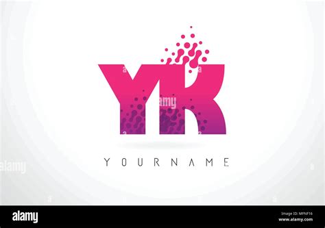 yk y k letter logo with pink letters and purple color particles dots design stock vector image