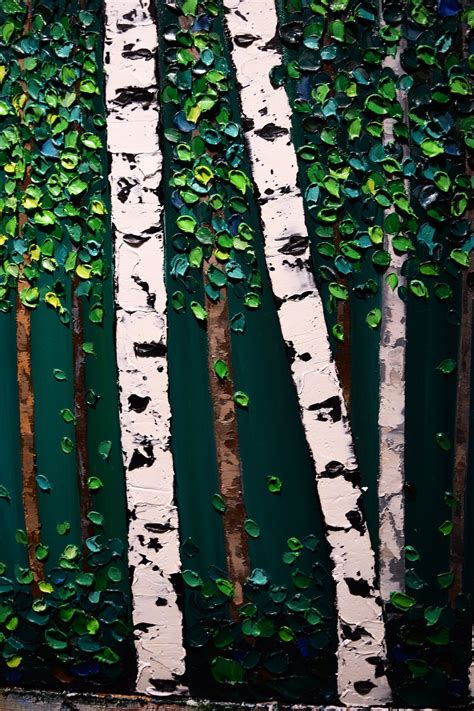 Birch Tree Landscape Painting Original Modern Abstract Art Etsy