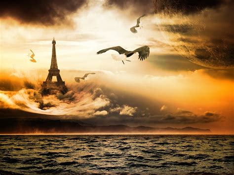 Fantasy Eiffel Tower Sea · Free Image On Pixabay