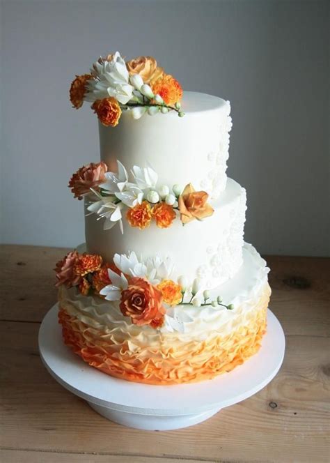White Orange Wedding Cake By Agnieszka Czocher Cakesdecor