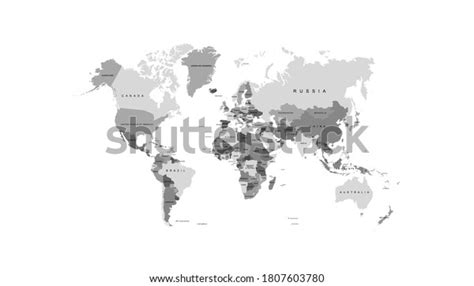 World Map Grey Vector Modern Stock Vector Royalty Free 1807603780