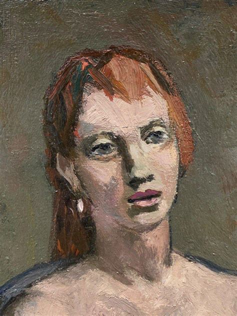 Pierre Monteret Young Nude Redhead Woman 20th Century Oil On Canvas
