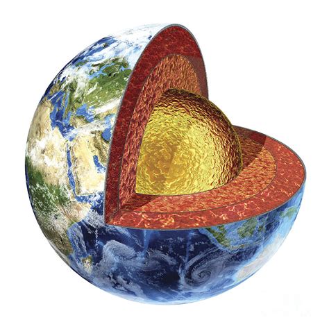 Cross Section Of Planet Earth Showing Digital Art By Leonello Calvetti