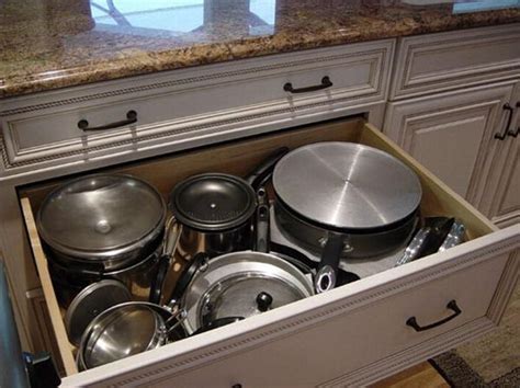 drawers pots pans kitchen cabinets pot pan cabinet deep pull shelves cupboard trends tackle issues ways date google handy placing