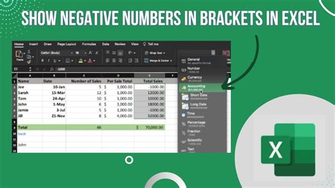 How To Show Negative Numbers In Brackets In Excel Youtube