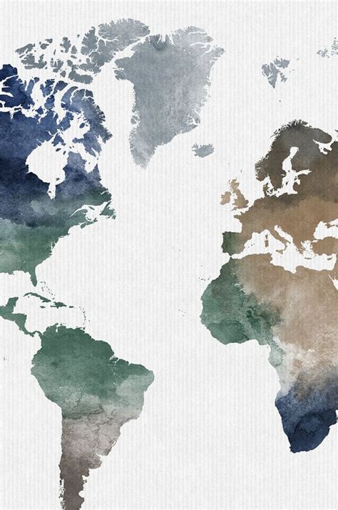 World Map Watercolor Print Travel Map Large By Artprintsvicky World Map