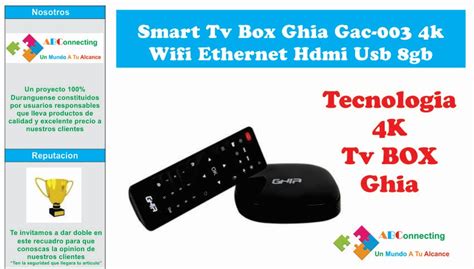 Smart Tv Box Ghia Gac 003 4k Wifi Ethernet Hdmi Usb 8gb 1195 Calra