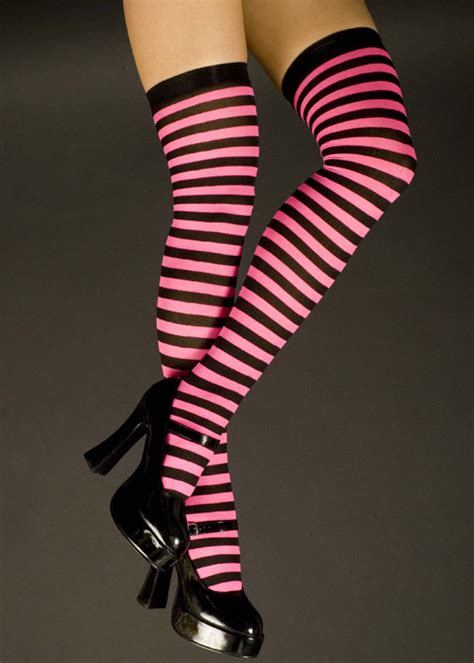 Witch Neon Pink Striped Stockings Witch Neon Pink Striped Stockings