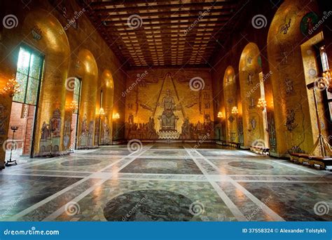 Interior Of Golden Hall Of The Stockholm City Hall Sweden Editorial