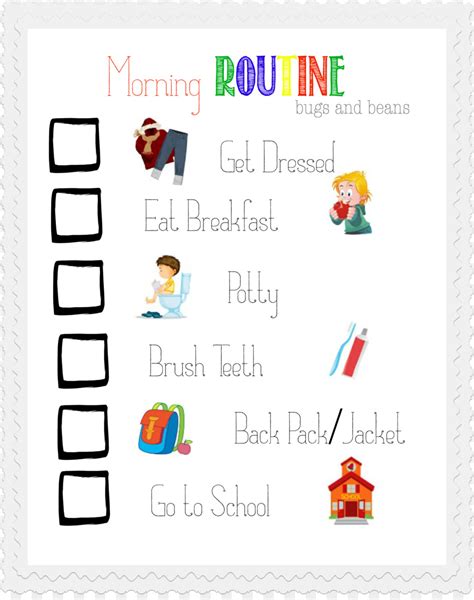 Template School Chore Chart Clip Art Morning Routine Png Download