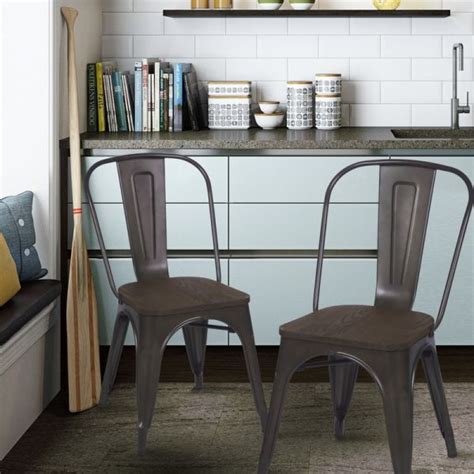Check spelling or type a new query. Farmhouse Industrial Bronze Metal Dining Chairs With ...