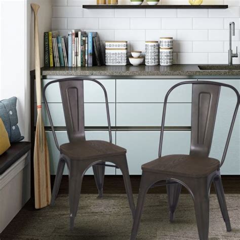 It's beautifully crafted with a fresh white finish and a pedestal table seats 8 comfortably while maintaining ample leg room. Farmhouse Industrial Bronze Metal Dining Chairs With ...