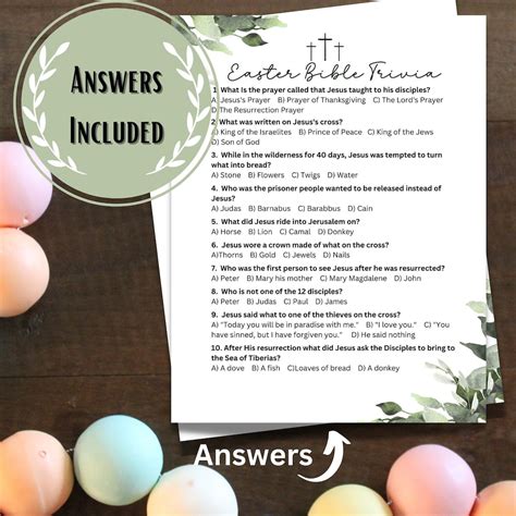 Easter Religious Games Easter Bible Trivia Easter Printable Party