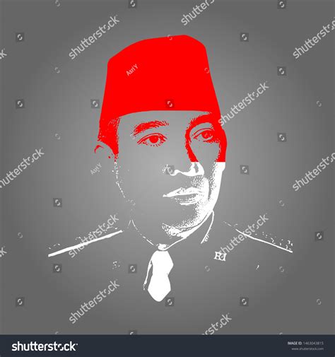 Soekarno First President Republic Indonesia Vector Stock Vector