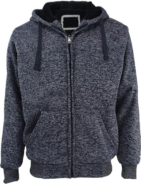 Mens Hoodies Full Zip Sherpa Lined Heavyweight Fleece Warm Sweatshirts