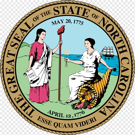 Selo Da Carolina Do Norte Símbolo Do Estado Dos Eua Bandeira Da