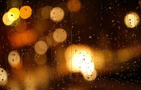 Wallpaper Sadness Glass Drops Night The City Lights Glare Rain
