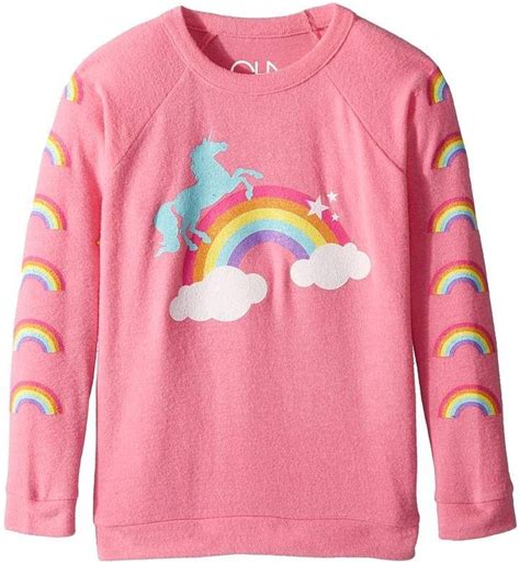 Chaser Kids Love Knit Raglan Unicorn Rainbow Pullover Girls Clothing