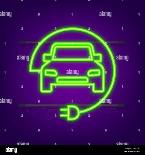 Electric Vehicle Charging Station Icon Ev Charge Electric Car Neon