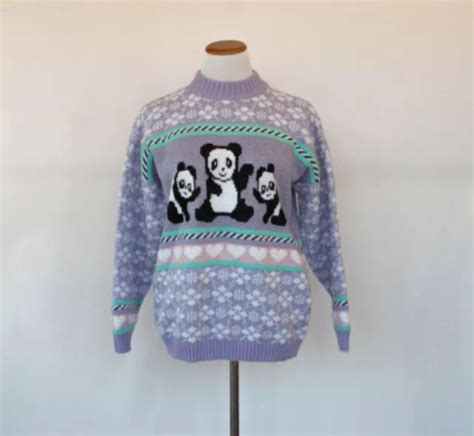 Adele Pastel Panda Fairy Kei 80s 90s Sweater Sweaters 90s Sweater
