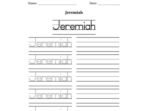 Jeremiah Worksheet For Kindergarten 2nd Grade Lesson Planet