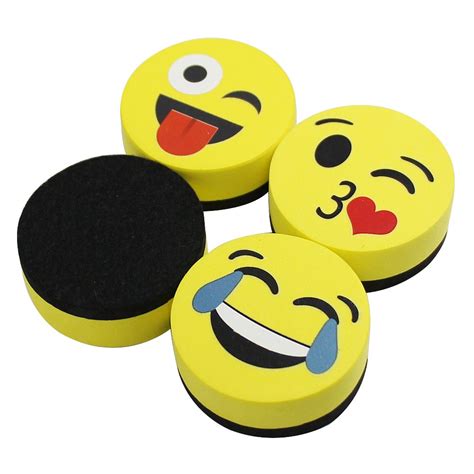 Viz Pro Magnetic Smiley Face Circular Whiteboard Eraser 4 Pack Of 2