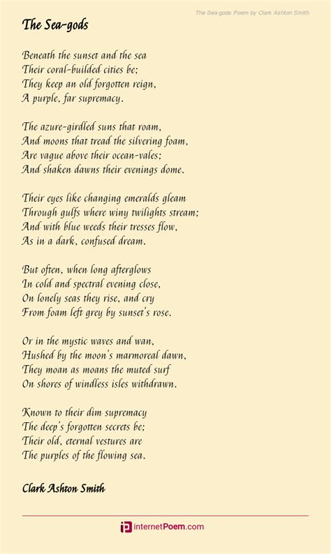 The Sea Gods Poem By Clark Ashton Smith