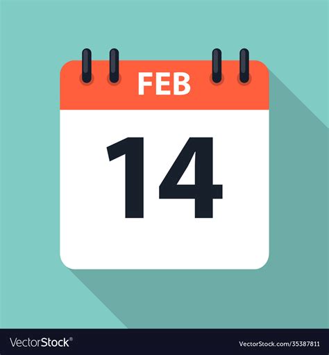14 February Valentine S Day Calendar Icon Eps10 Vector Image