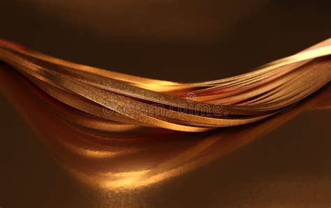 Abstract Strip Line Background Gold Bronze Wave On Black Stock Photo