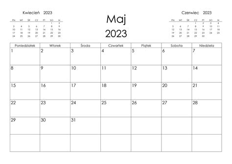 Kalendarz Maj 2023 Kalendarzsu
