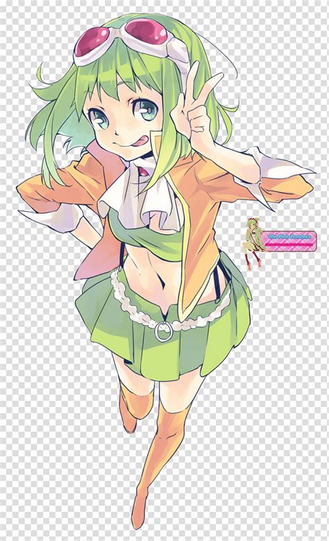 Render Gumi Megpoid Green Haired Female Character Transparent