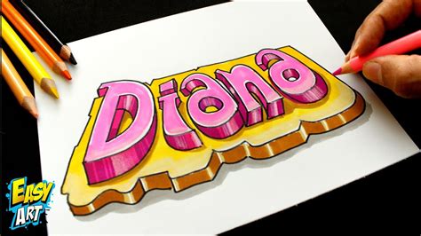 Cómo Dibujar El Nombre Diana En 3d 】 Paso A Paso Muy Fácil 2023