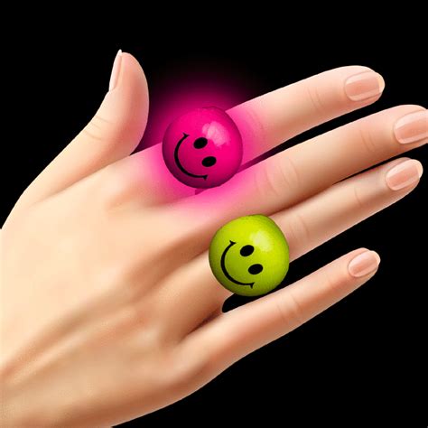 Led Light Up Jelly Smiley Face Rings