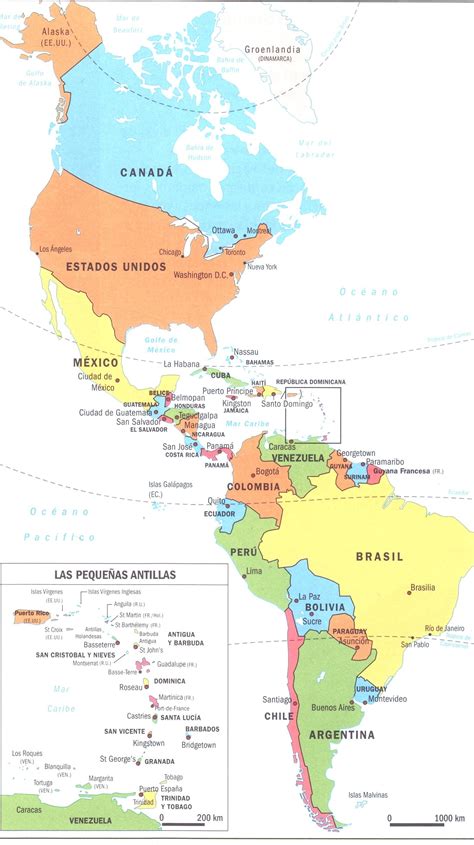 Mapa Politico De America Con Sus Capitales