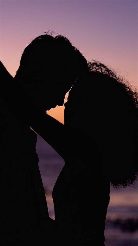 Download Wallpaper 1080x1920 Love Couple Silhouette Sunset Sea