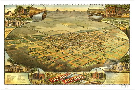 Vintage Map Of Phoenix Arizona 1885 Art Print By Teds Vintage Art