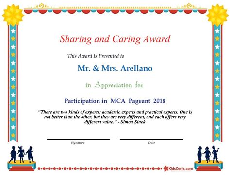 Sharing And Caring Award Participation In Mca Pageant 2018