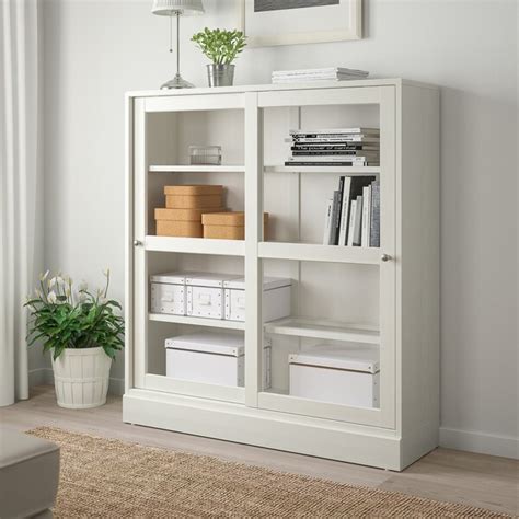 The beautiful kind of world we want. HAVSTA Glass-door cabinet with plinth, white clear glass ...