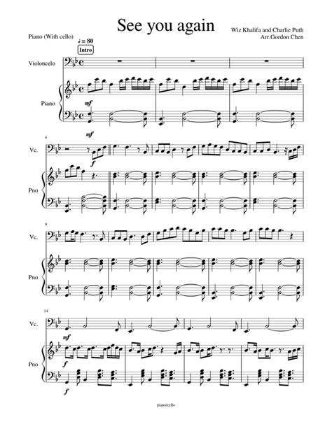 See You Again Sheet Music For Piano Solo