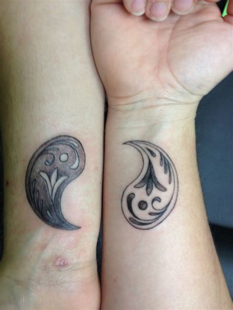 The design works perfectly for people who are absolutely certain that they have found the love of their life. Yin yang tattoo on wrist. My twin sister has one half and ...