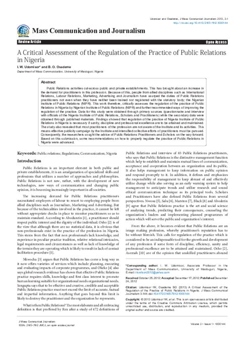 pdf mass communication and journalism a critical assessment of the regulation of the practice